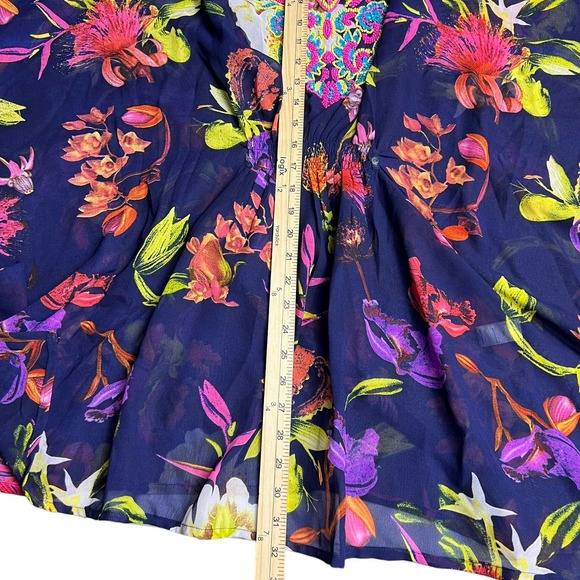 Rise and bloom boho beaded floral kimono top or cover up small - Picture 9 of 9